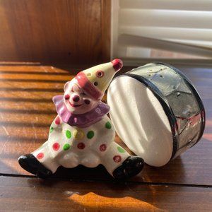 Vintage Clown and Drum Salt and Pepper Shakers Set